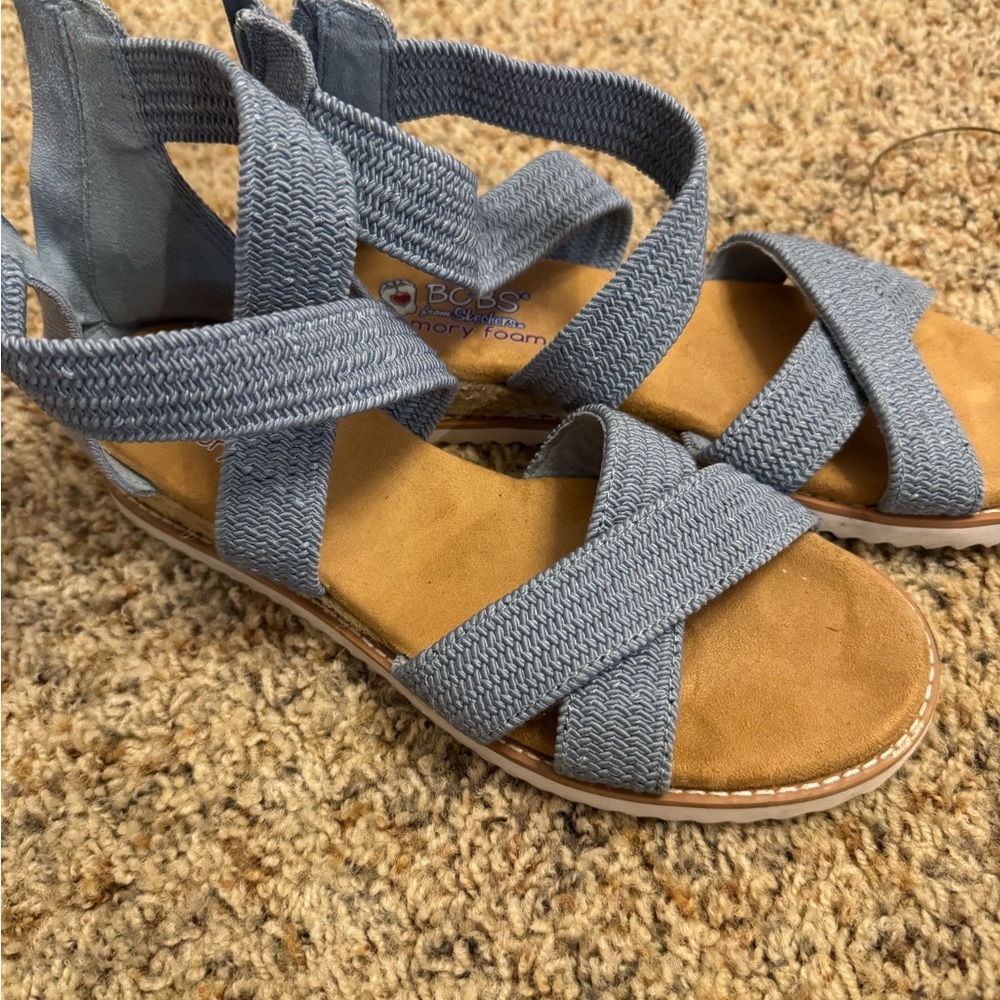 Bobs by Skechers Slate Blue Woven Sandals